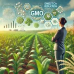 DALL·E 2024-11-08 06.23.02 - A highly realistic, eco-friendly illustration featuring a field with abundant, healthy crops, symbolizing GMO as a tool for reducing emissions in agri