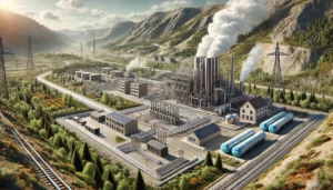 DALL·E 2024-11-26 04.33.35 - A highly realistic, modern industrial depiction of geothermal energy technologies. The image features a geothermal power plant with visible steam risi