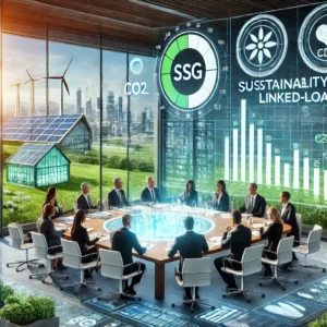 DALL·E 2024-11-30 06.09.40 - A highly realistic and professional illustration depicting Sustainability Linked-Loans (SLL) in the context of ESG and sustainable finance. The image