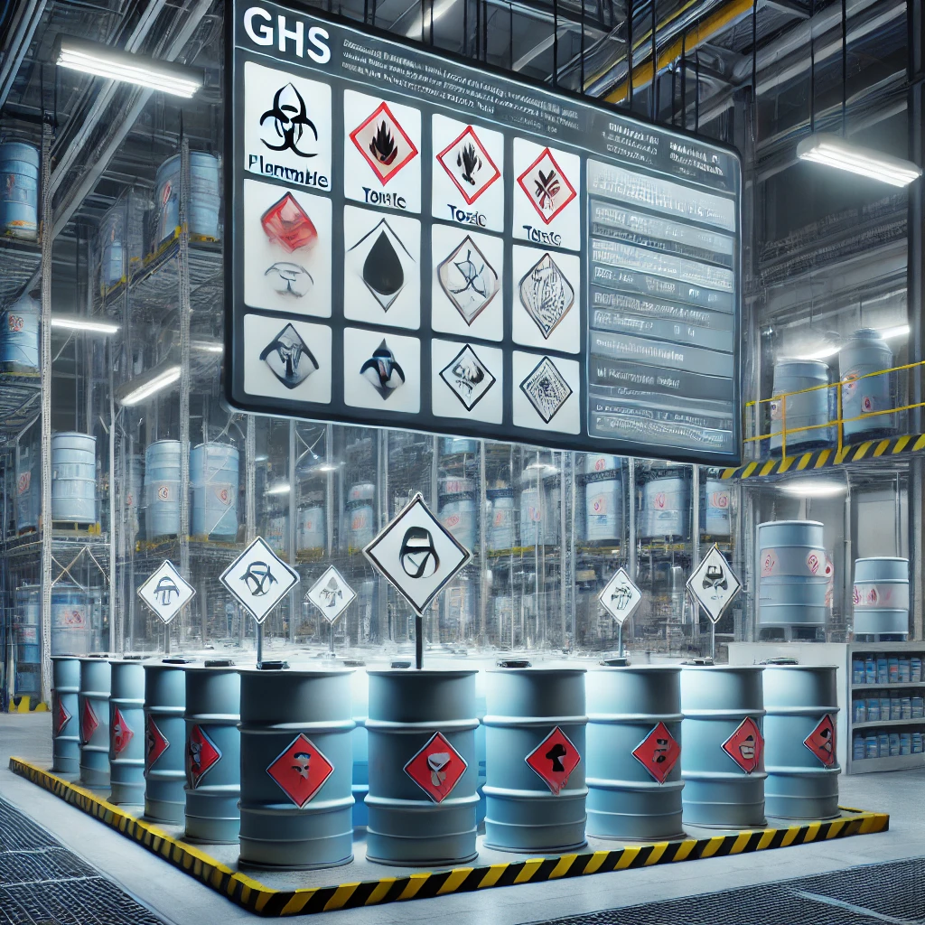 DALL·E 2024-11-30 07.07.00 - A highly realistic and professional illustration representing the GHS (Globally Harmonized System of Classification and Labelling of Chemicals). The s