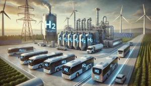 DALL·E 2024-11-30 10.44.06 - A highly realistic depiction inspired by the Polish Hydrogen Strategy, focusing on hydrogen as a clean energy carrier. The image features a modern hyd