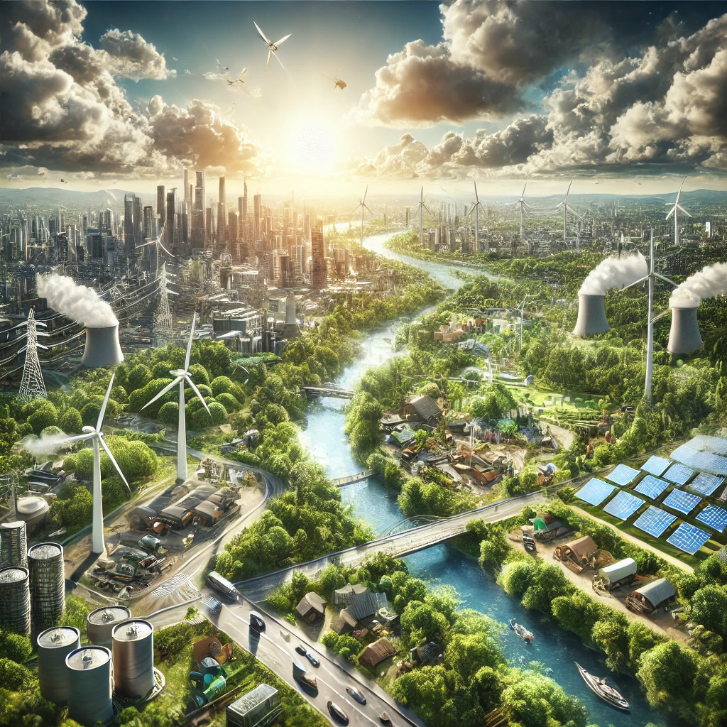 DALL·E 2024-11-30 22.49.54 - A highly realistic and professional illustration representing sustainable development. The scene features interconnected elements of sustainability_ r