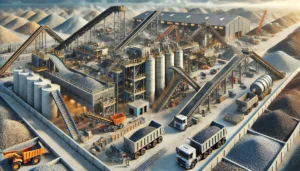 DALL·E 2024-12-04 05.50.05 - A highly realistic depiction of a construction and demolition waste recycling facility. The scene showcases advanced machinery crushing concrete and b