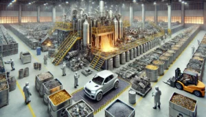 DALL·E 2024-12-04 07.04.59 - A highly realistic depiction of a recycling facility for precious metals, focusing on recovering gold, silver, and platinum from electronic waste and