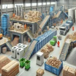 DALL·E 2024-12-04 07.27.25 - A highly realistic depiction of a recycling facility for bulky waste, including furniture and household appliances (e.g., refrigerators, washing machi